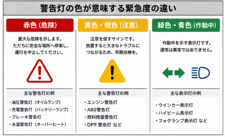 トラックのエンジン警告灯が点灯したら？種類・原因・対処法を一覧で